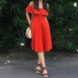Linen Blend Off-Shoulder Dress